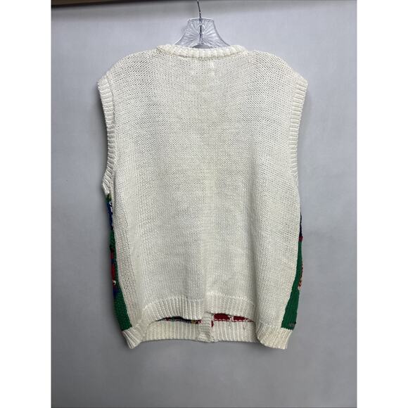 Vtg Ashley XL Hand Knit Christmas Sweater Cardigan V-Neck Button - Picture 7 of 10